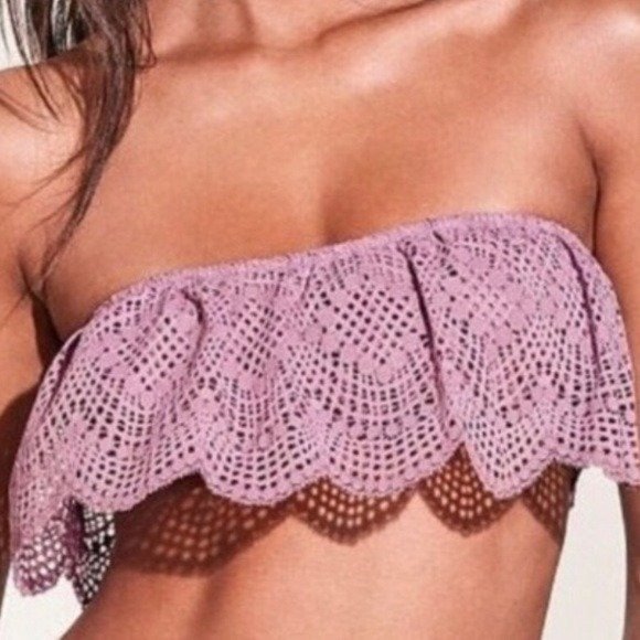 NWT Victorias Secret Bandeau Bralette Lavender Purple Flutter Lace Strapless XS - Picture 5 of 9